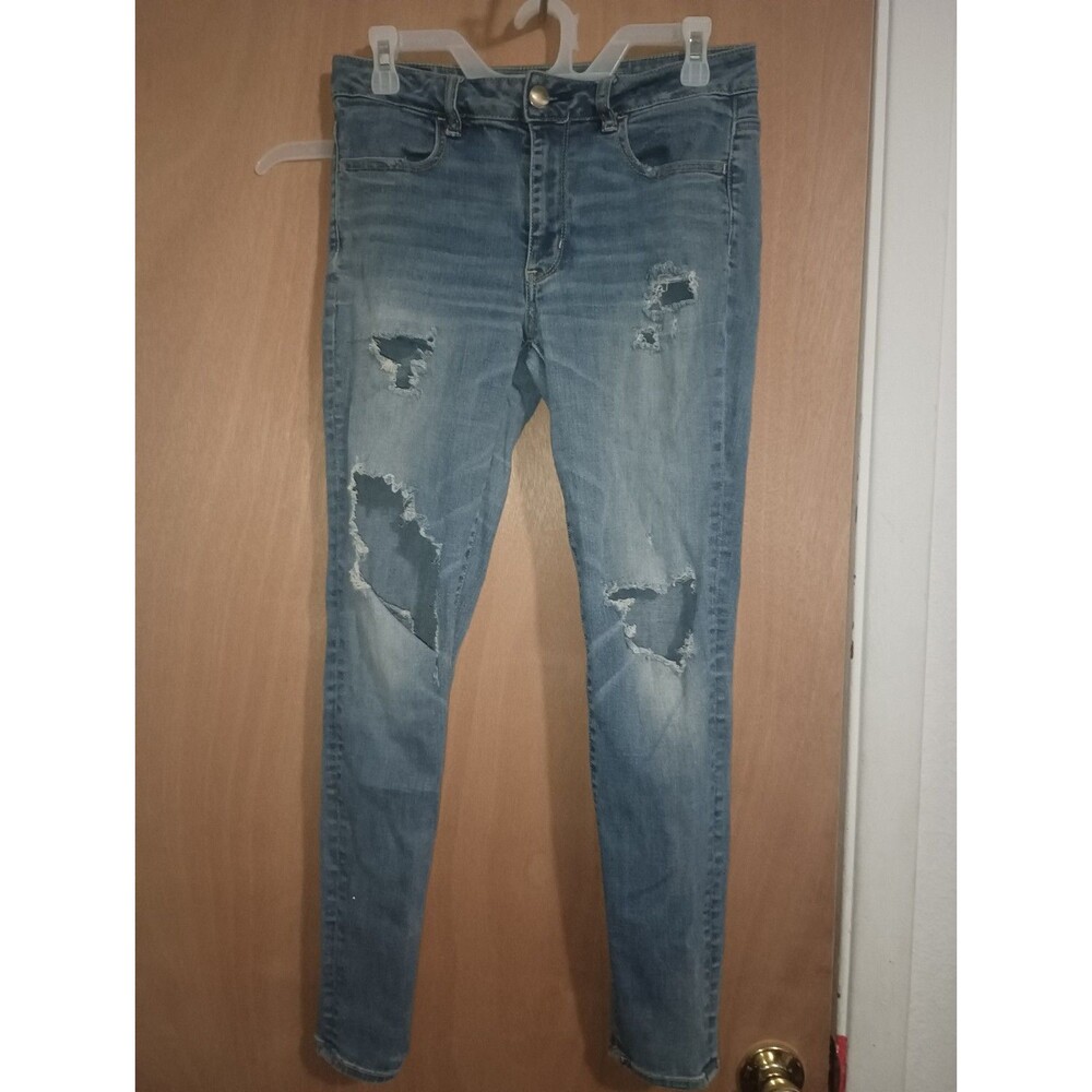 American Eagle Outfitters Teen Distressed Super Stretch Hi-Rise Jegging - Size 8